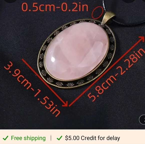 Rose Quartz Necklace-(E) - Picture 3 of 8